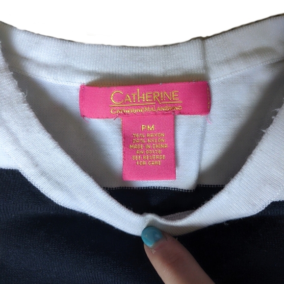 Catherine Malandrino Stripe Short Sleeve Top - Picture 4 of 5